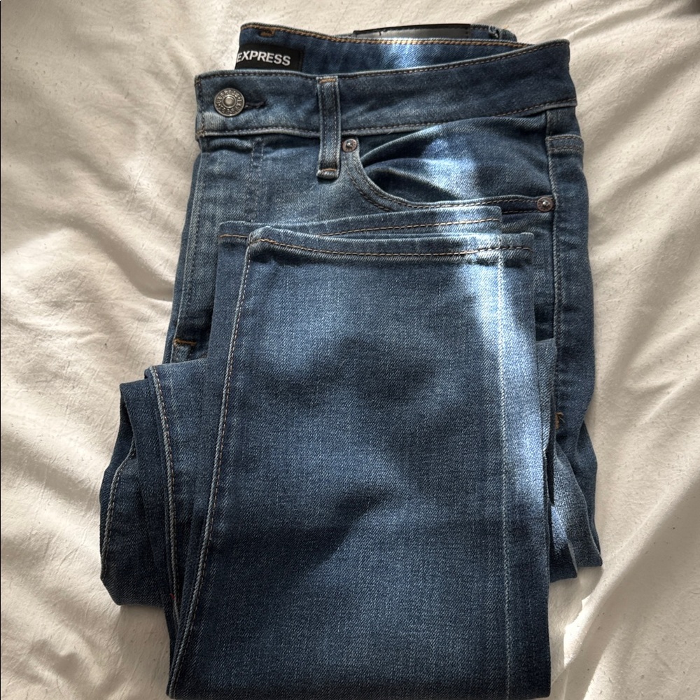 Express Men's Light Blue Slim Jeans - Picture 2 of 4